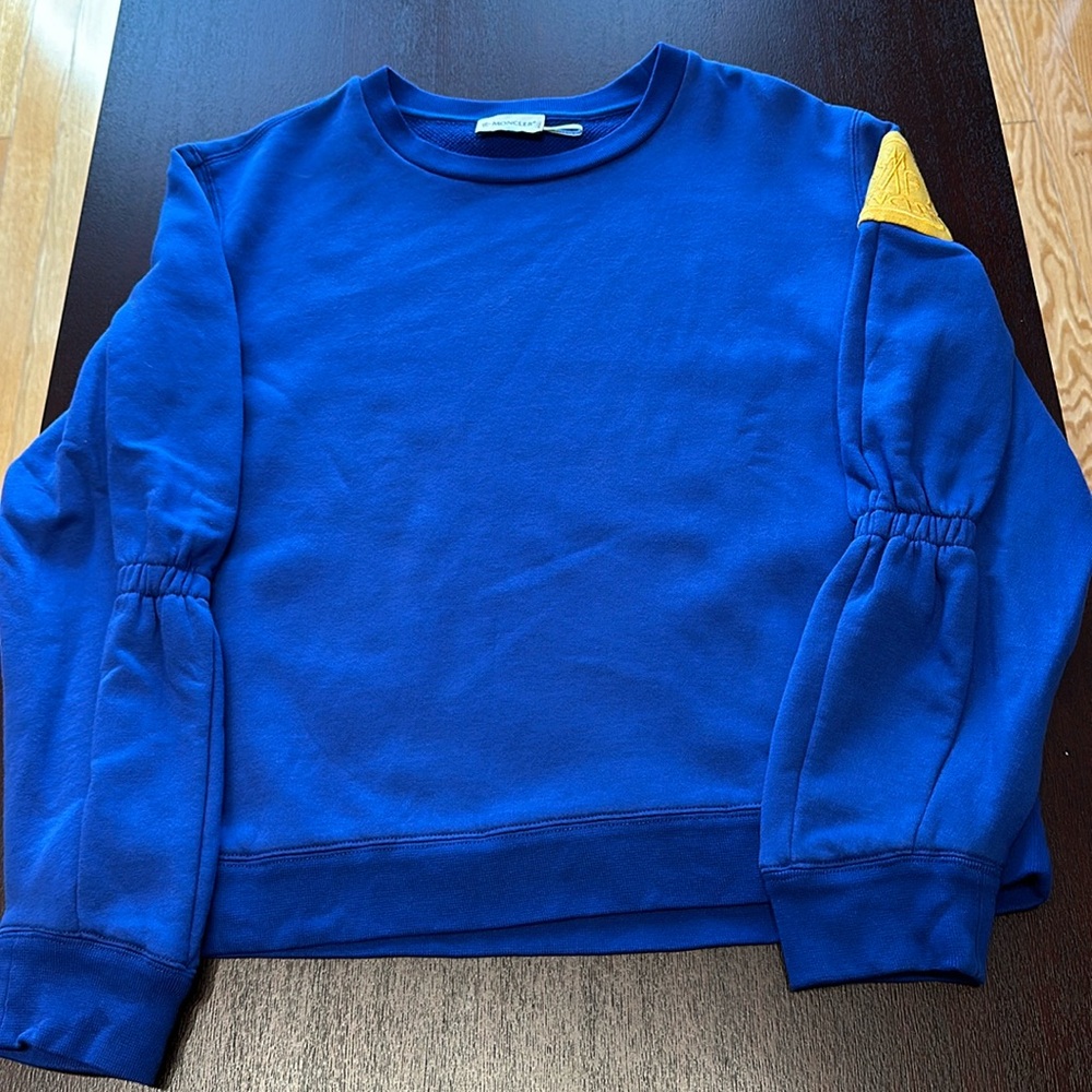 Moncler Blue Sweater with Yellow Accent